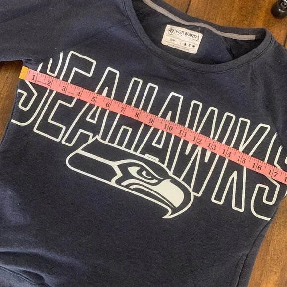 '47 FORWARD NFL Seattle Seahawks Sweater Tee TOP SP S blue - Picture 6 of 9